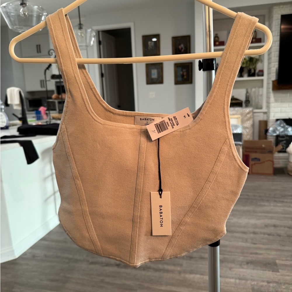 Babaton Beige Cropped Tank